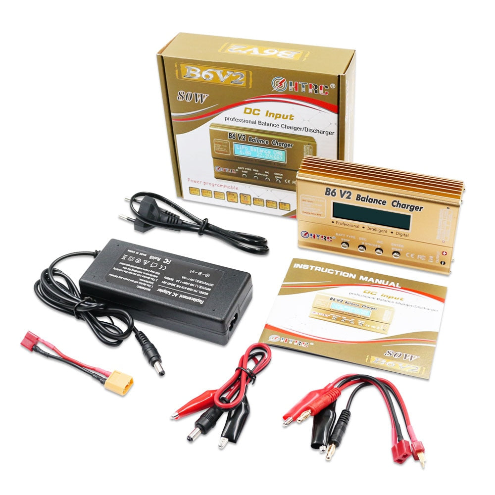 HTRC B6V2 AC 80w RC Car Drone Balance Charger for Lipo Life NiCd NiMH Battery