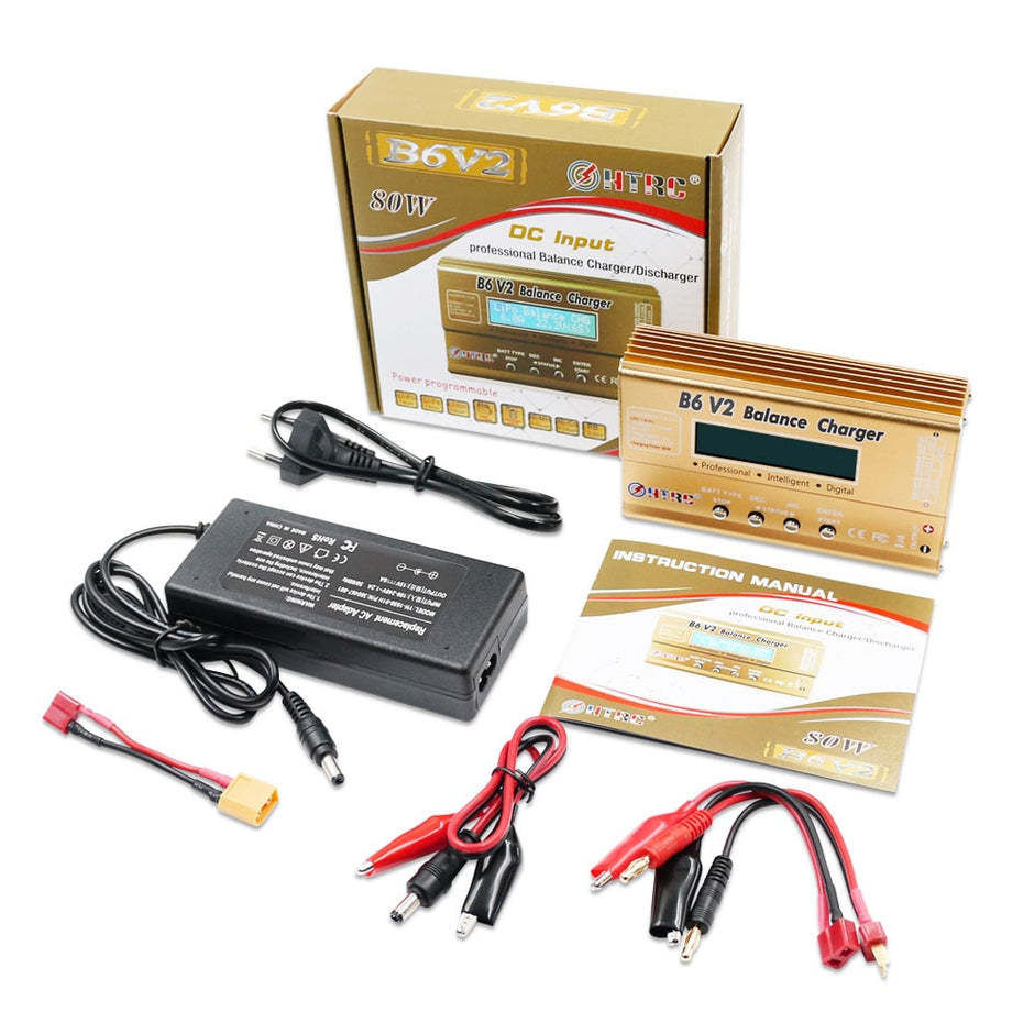 HTRC B6V2 AC 80w RC Car Drone Balance Charger for Lipo Life NiCd NiMH Battery