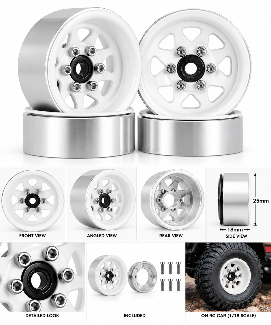 Beadlock stamped steel wheel Rims 1 inch for 1/18 scale