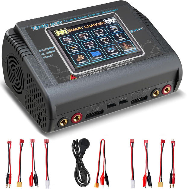 HTRC T240 Duo RC Charger Discharger AC 150W DC 240W 10A Dual Channel Charger for RC Model Pb LiFe Lipo Battery Charger