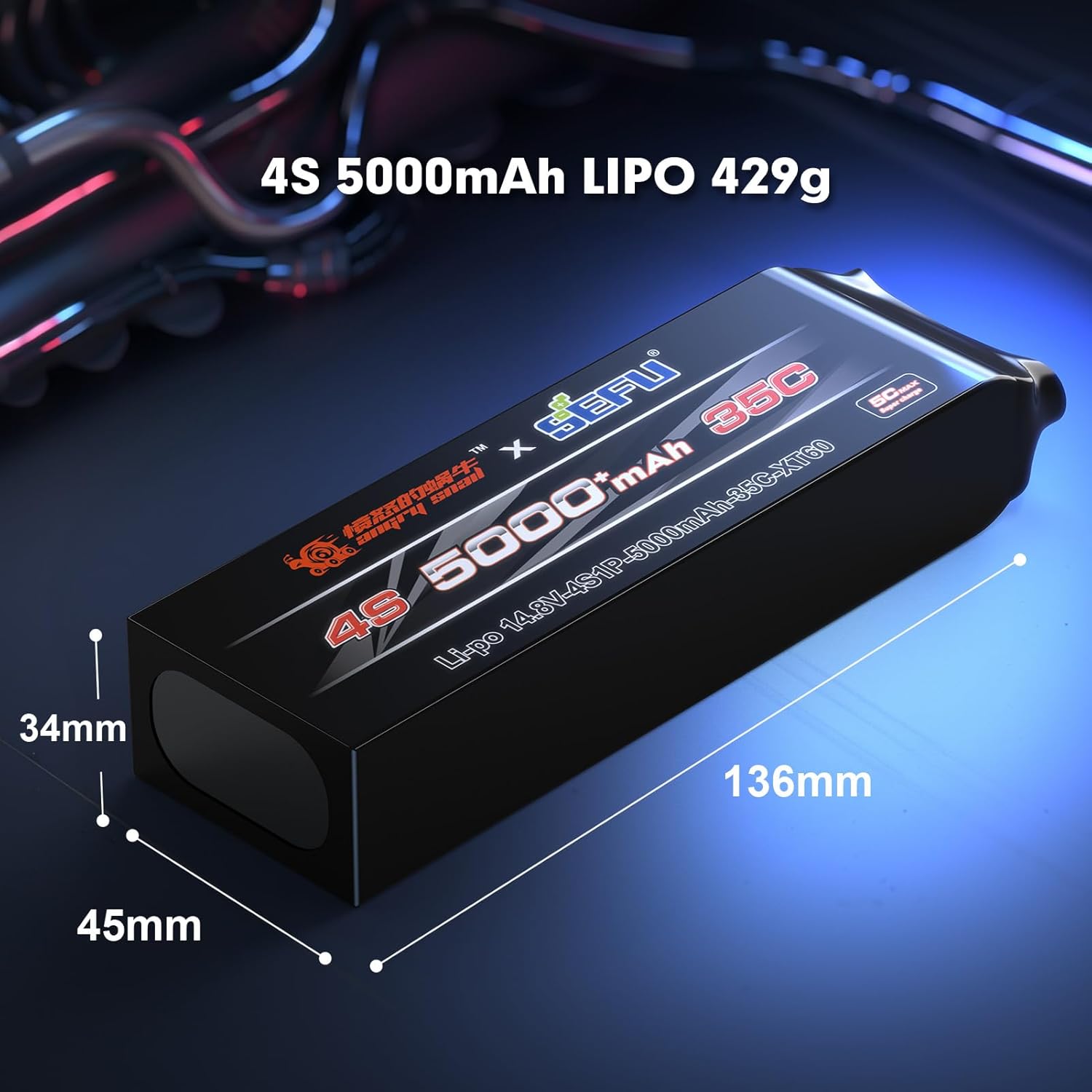 4S 35C 14.8V 5000mah Lipo Battery XT60 Plug