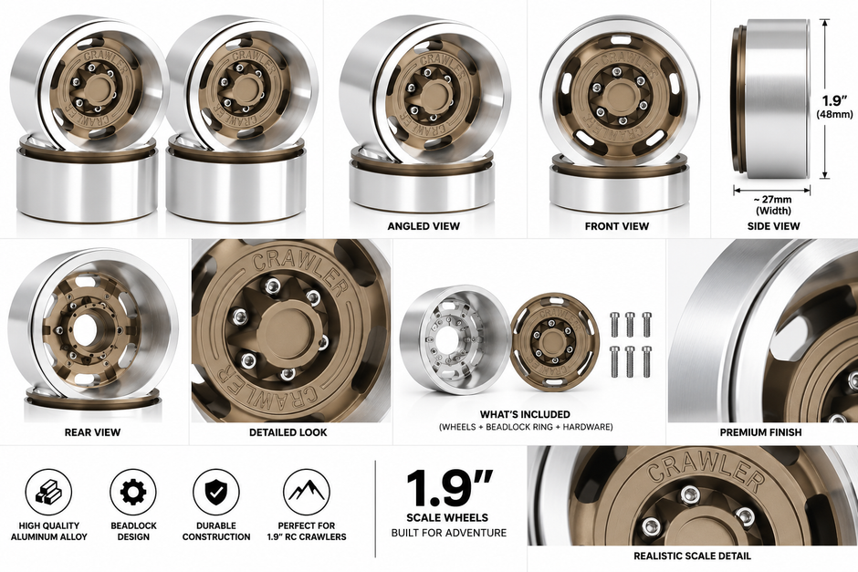 1.9 inch Metal Beadlock wheel rims