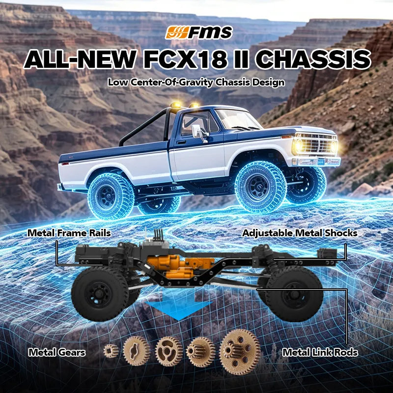 FMS 1:18 FCX18 II Ford F-100 RTR Brushed (199mm Wheelbase)