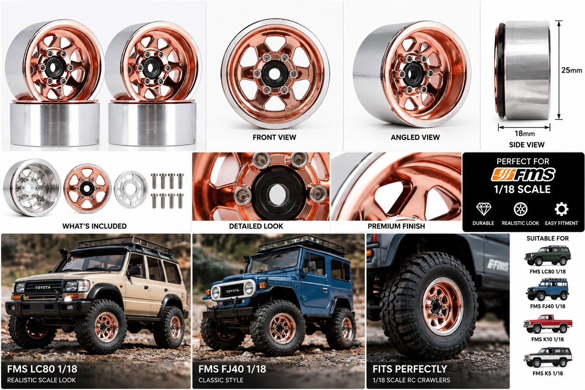 1/18 scale Beadlock stamped steel wheel