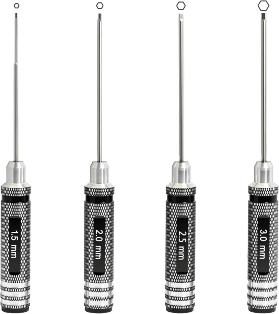 Precision Hex Screwdriver Set - 1.5mm/2.0mm/2.5mm/3.0mm (4-Pieces)