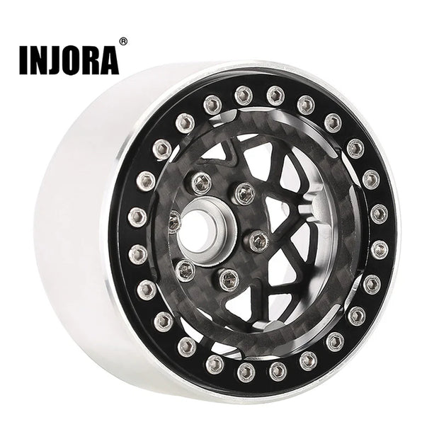 INJORA 1.9" Carbon Fiber & Aluminum -10mm Offset Wheels for 1/10 RC Crawlers (W1952)