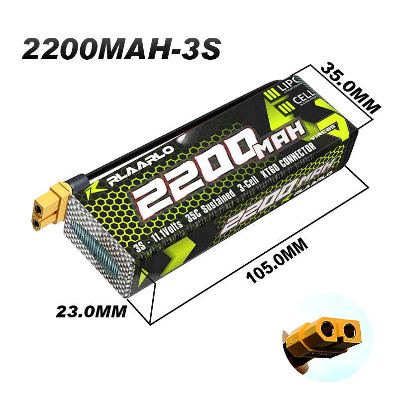 Rlaarlo 11.1V 2200mah 3S Lipo Battery XT60 Plug