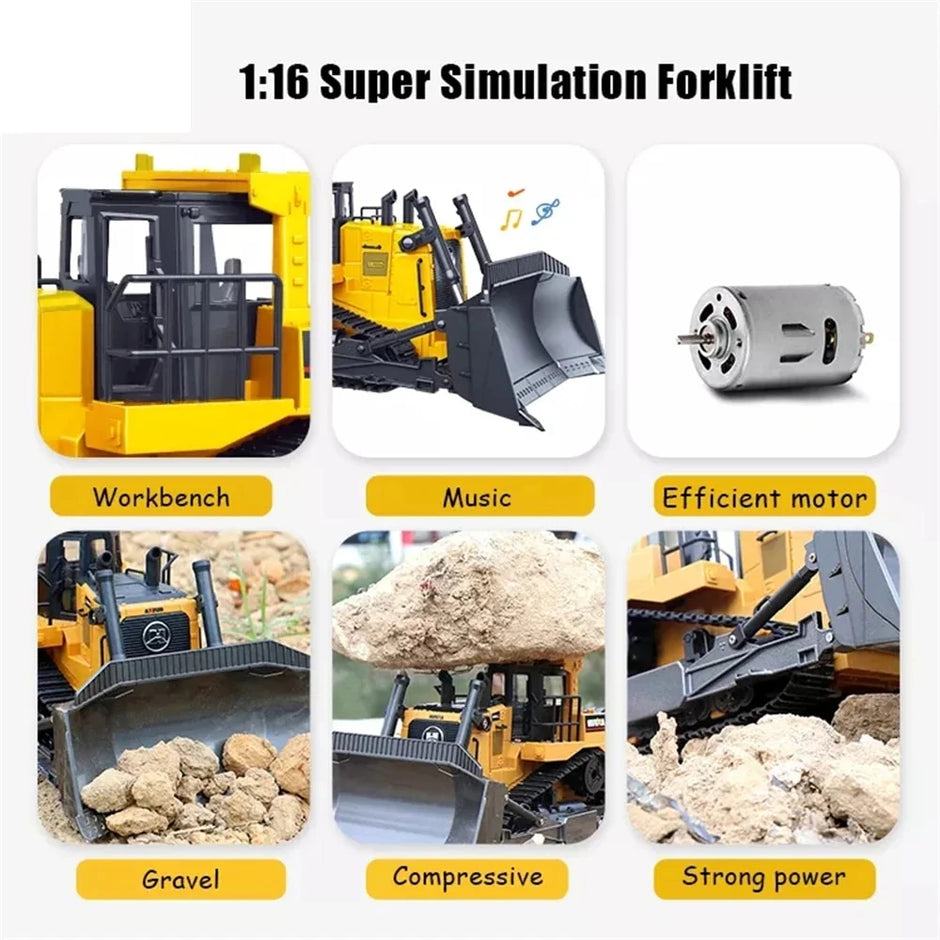 HUINA 1554 RC Bulldozer Rc Bagger Crawler Excavator 2.4G Remote Control Cars RC trucks for Adults RC Tractor Bagger Trailer