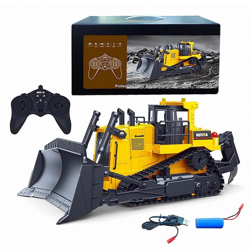 HUINA 1554 RC Bulldozer Rc Bagger Crawler Excavator 2.4G Remote Control Cars RC trucks for Adults RC Tractor Bagger Trailer