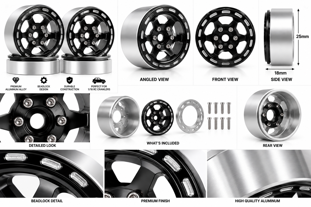 1.9 inch Metal beadlock wheel rims