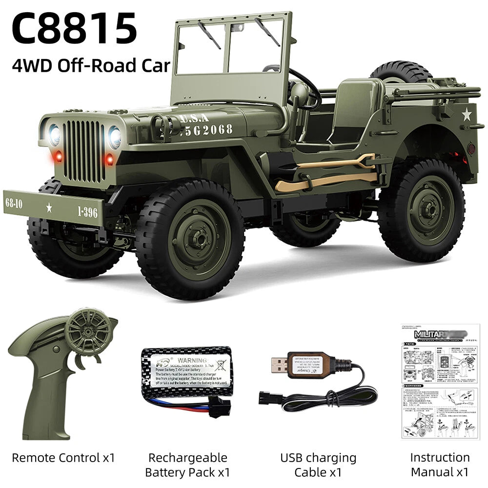 JJRC C8815 RTR Willys Military Jeep RC Truck 4WD Off-Road Climbing Vehicle
