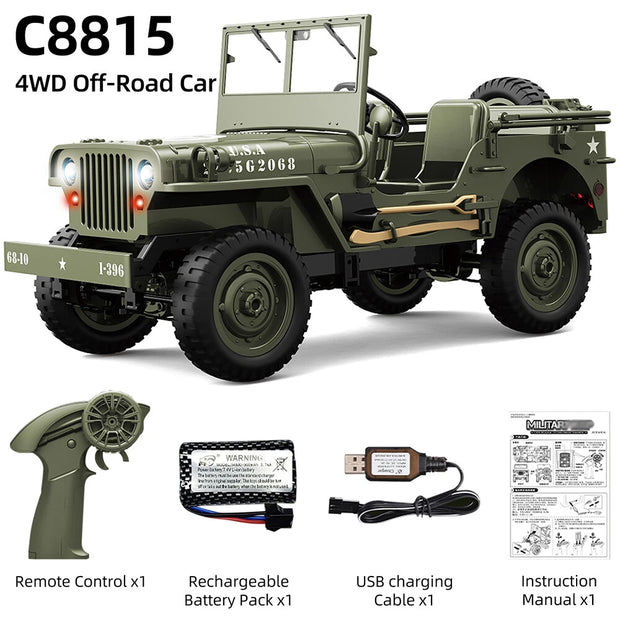 JJRC C8815 RTR Willys Military Jeep RC Truck 4WD Off-Road Climbing Vehicle
