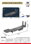 Huina 1502 73.5cm 3-Axle Semi Trailer Flatbed(Silver) for Huina 1501 RC India