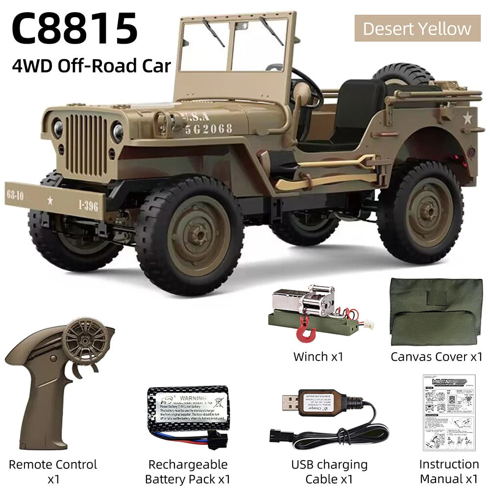 JJRC C8815 RTR Willys Military Jeep RC Truck 4WD Off-Road Climbing Vehicle