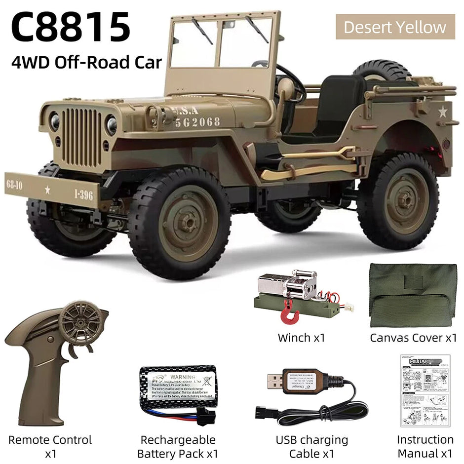 JJRC C8815 RTR Willys Military Jeep RC Truck 4WD Off-Road Climbing Vehicle
