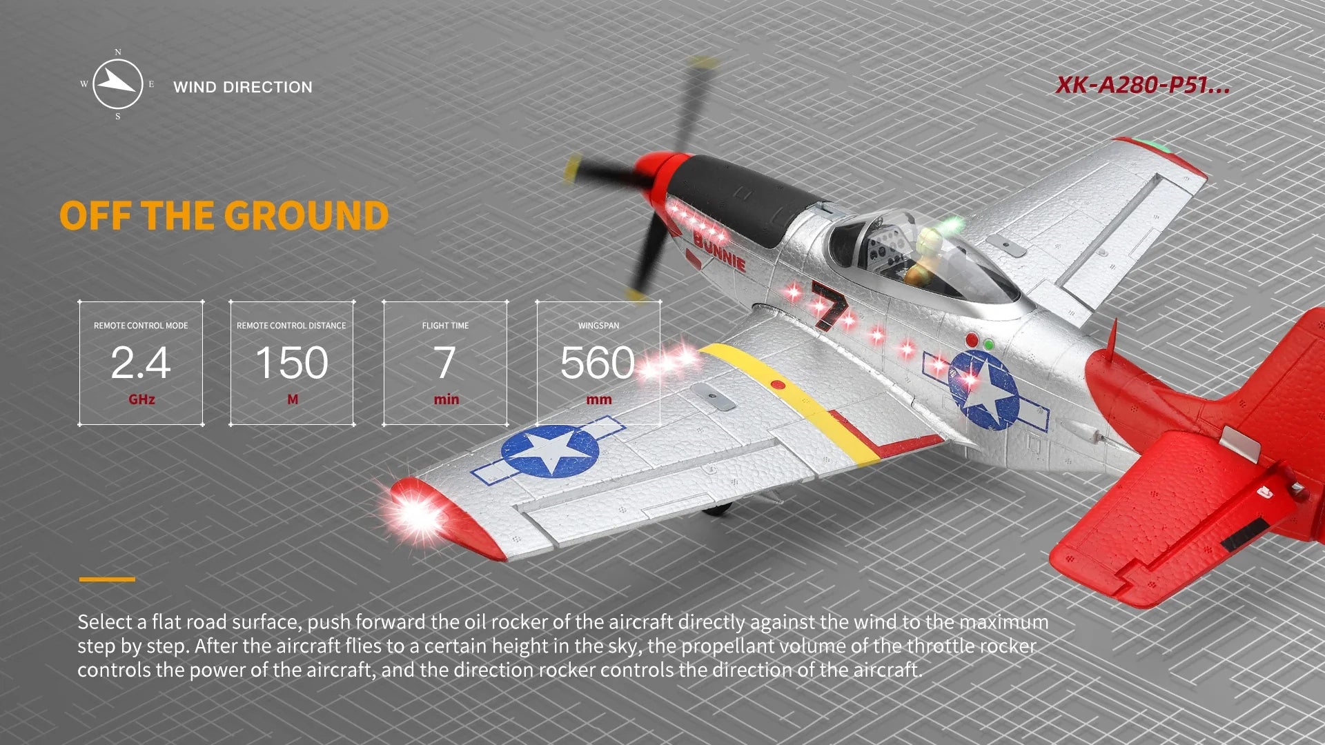 WLTOYS XK A280(P51 Mustang) 560mm RC Aircraft/Fighter Plane- India