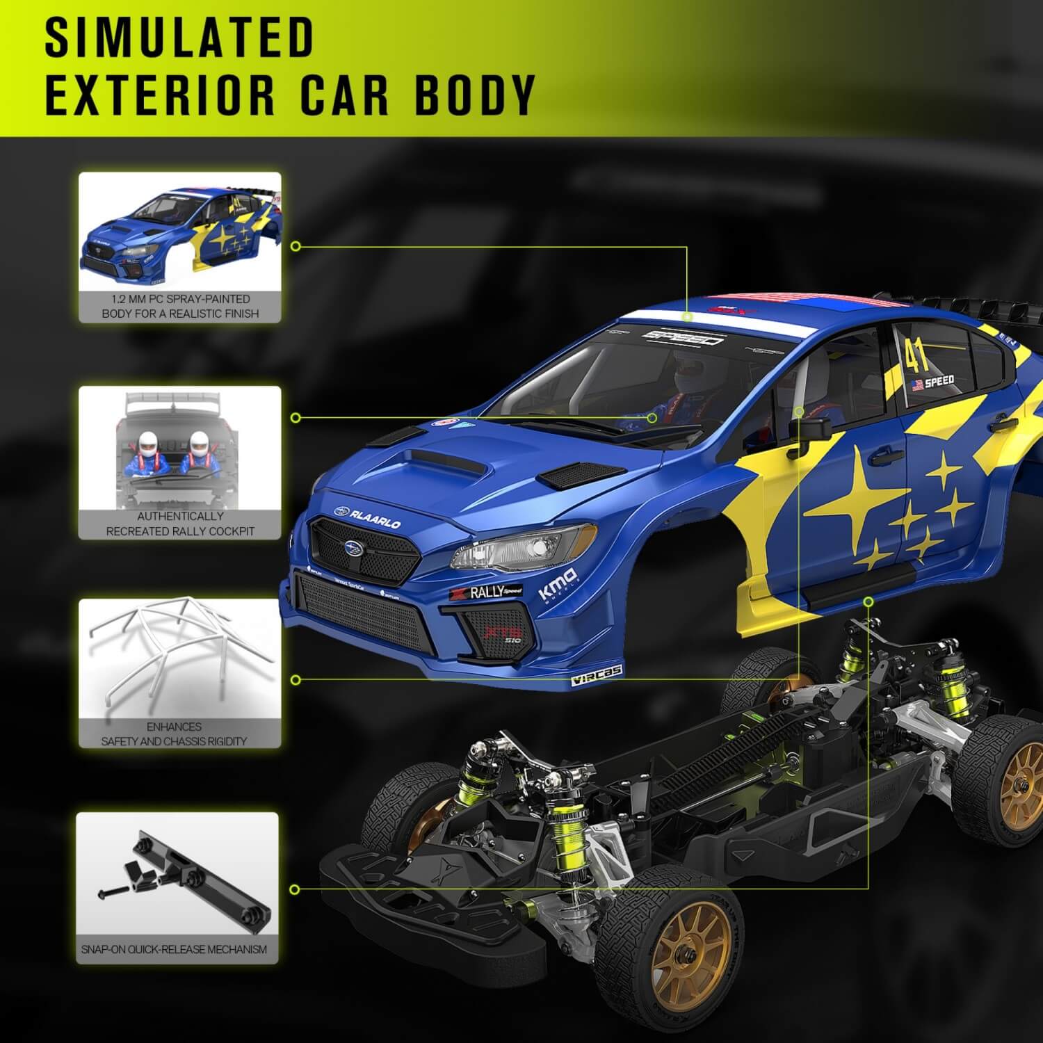 Rlaarlo 1/10 Scale RTR 4WD Carbon Fiber Brushless RC Rally Car | XTS-S10